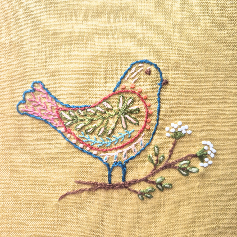 Stick & Stitch (Folklore fåglar) | Vattenlöslig broderi-mall