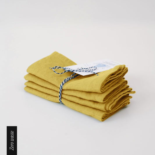 Linneservetter 30 cm (4 st), Lemon Curry | Linen Tales