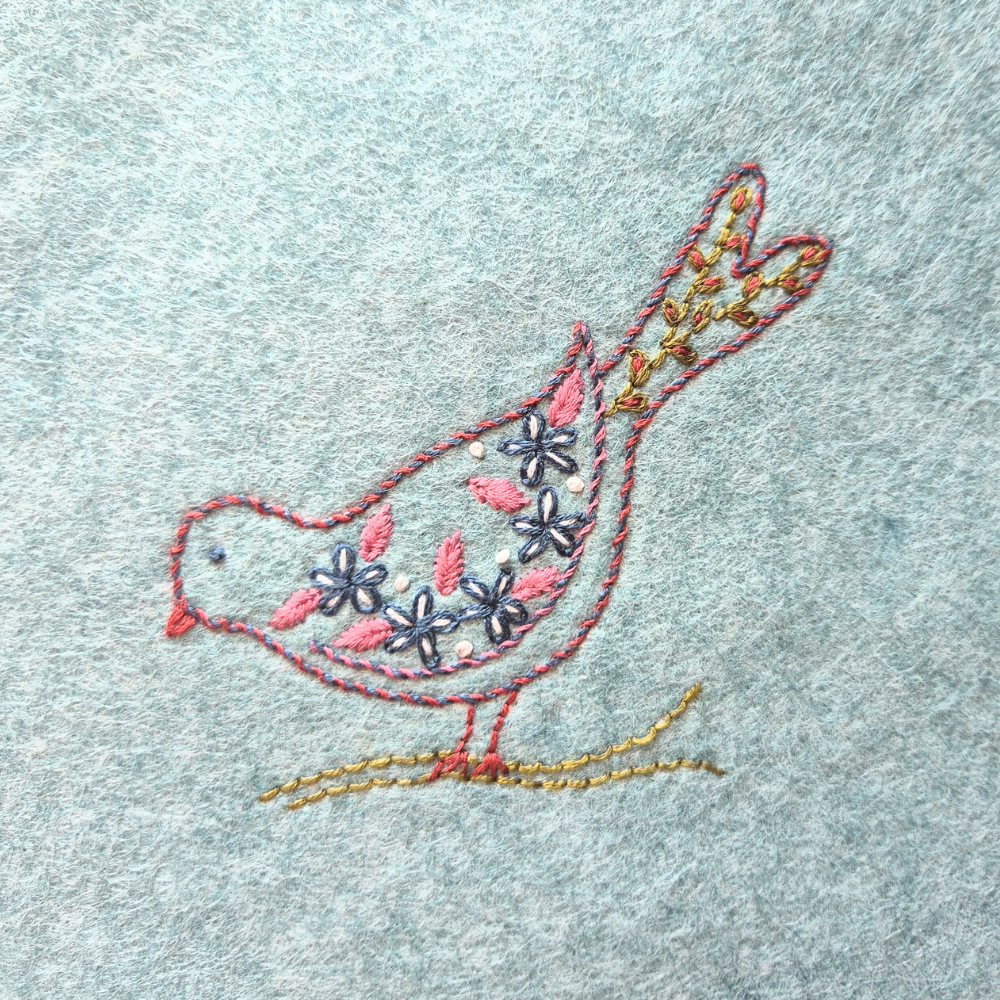 Stick & Stitch (Folklore fåglar) | Vattenlöslig broderi-mall