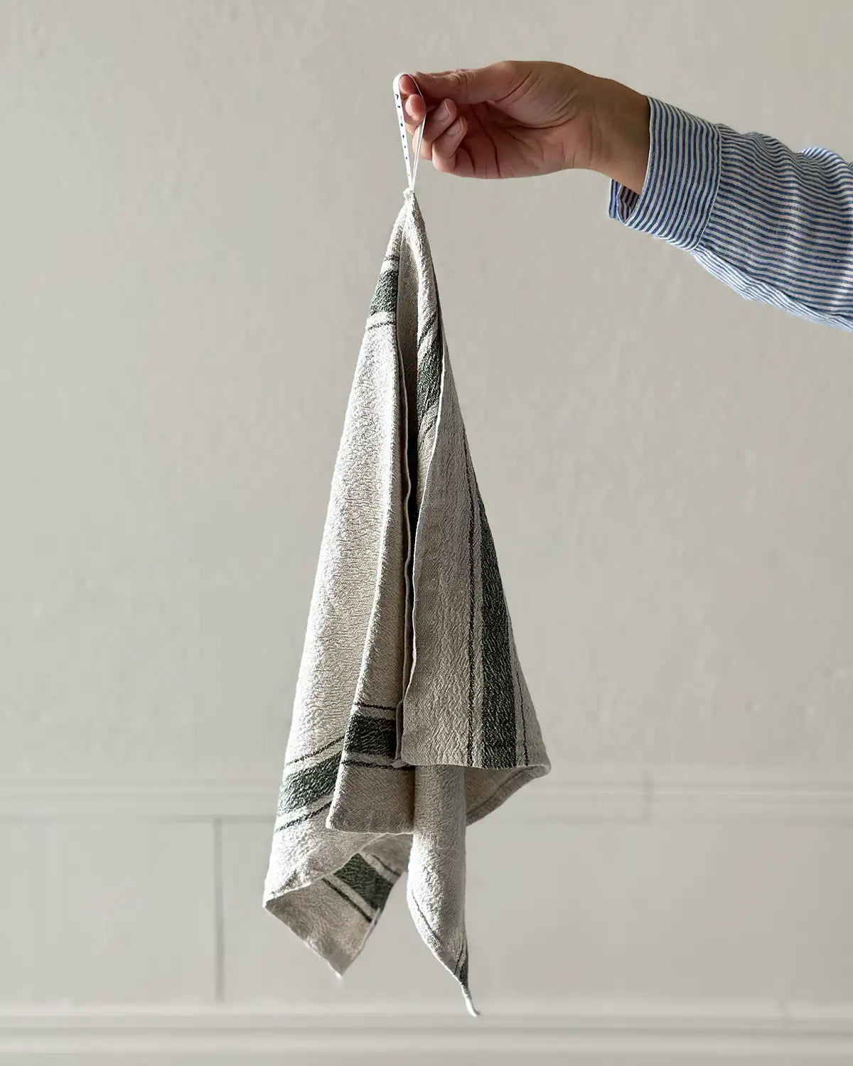 Kökshandduk "rustik" i linne, Vintage Green | Linen Tales