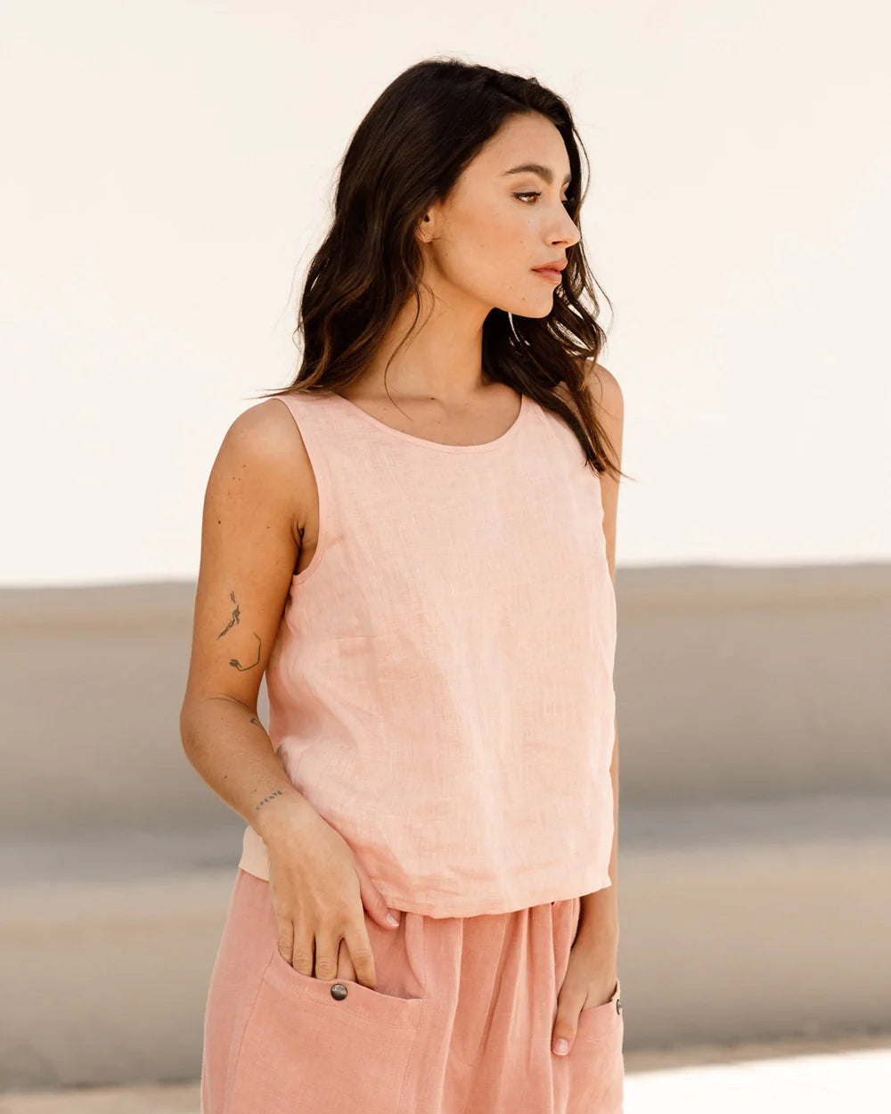 Linne topp ITHAKA (Peach)