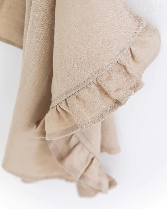 Kökshandduk med volang (Linne beige) | Magic Linen
