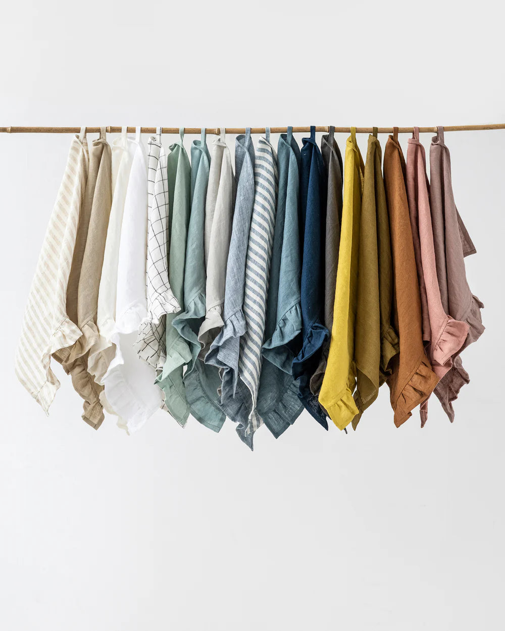 Kökshandduk med volang (Blå melerad) | Magic Linen