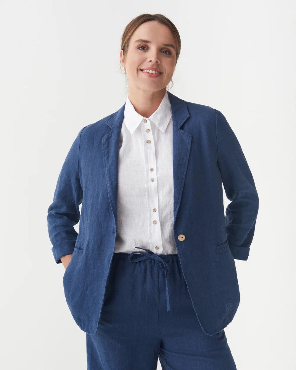 Linneblazer I Marinblå I Magic linen