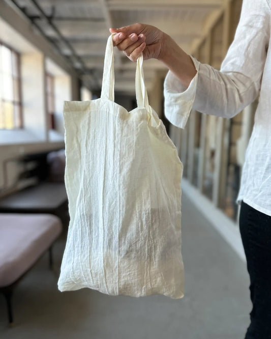 Shoppingbag i linne | Liten (Vit)