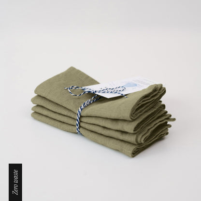 Linneservetter 30 cm (4 st), Martini Olive | Linen Tales