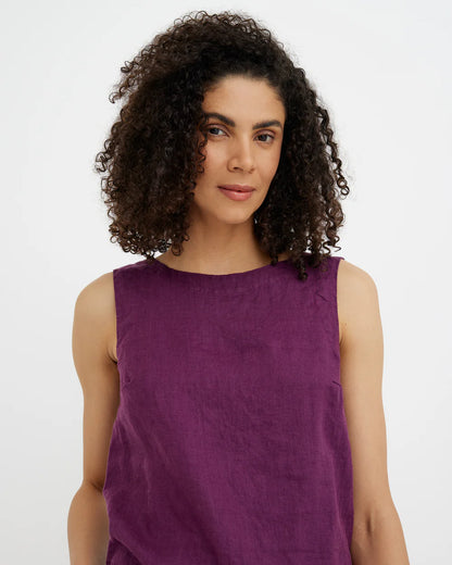 Linne topp, rundhalsad (Royal Purple)