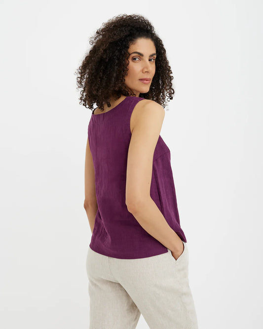 Linne topp, rundhalsad (Royal Purple)