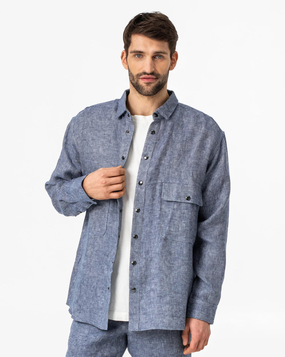 Linneskjorta med fickor fram (Denim)