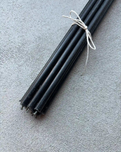 Bivaxljus (Svarta) "Tårtljus", tunna (10-pack)