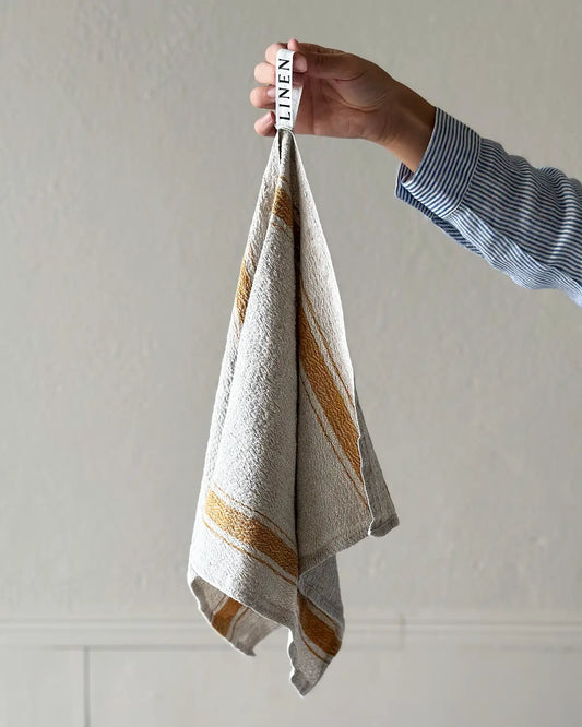 Kökshandduk "rustik" i linne, Vintage Mustard | Linen Tales