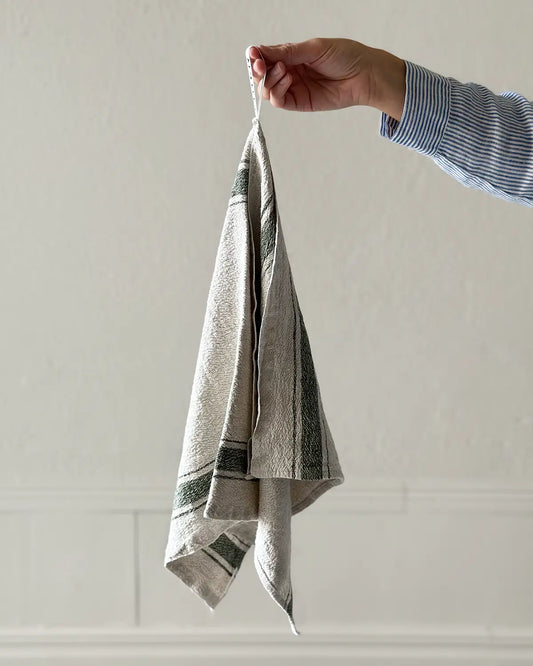 Kökshandduk "rustik" i linne, Vintage Green | Linen Tales