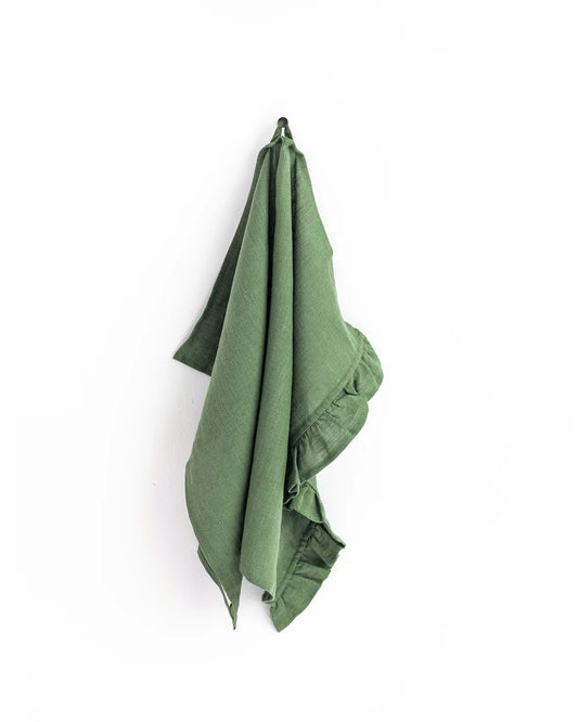 Kökshandduk med volang (Grön) | Magic Linen