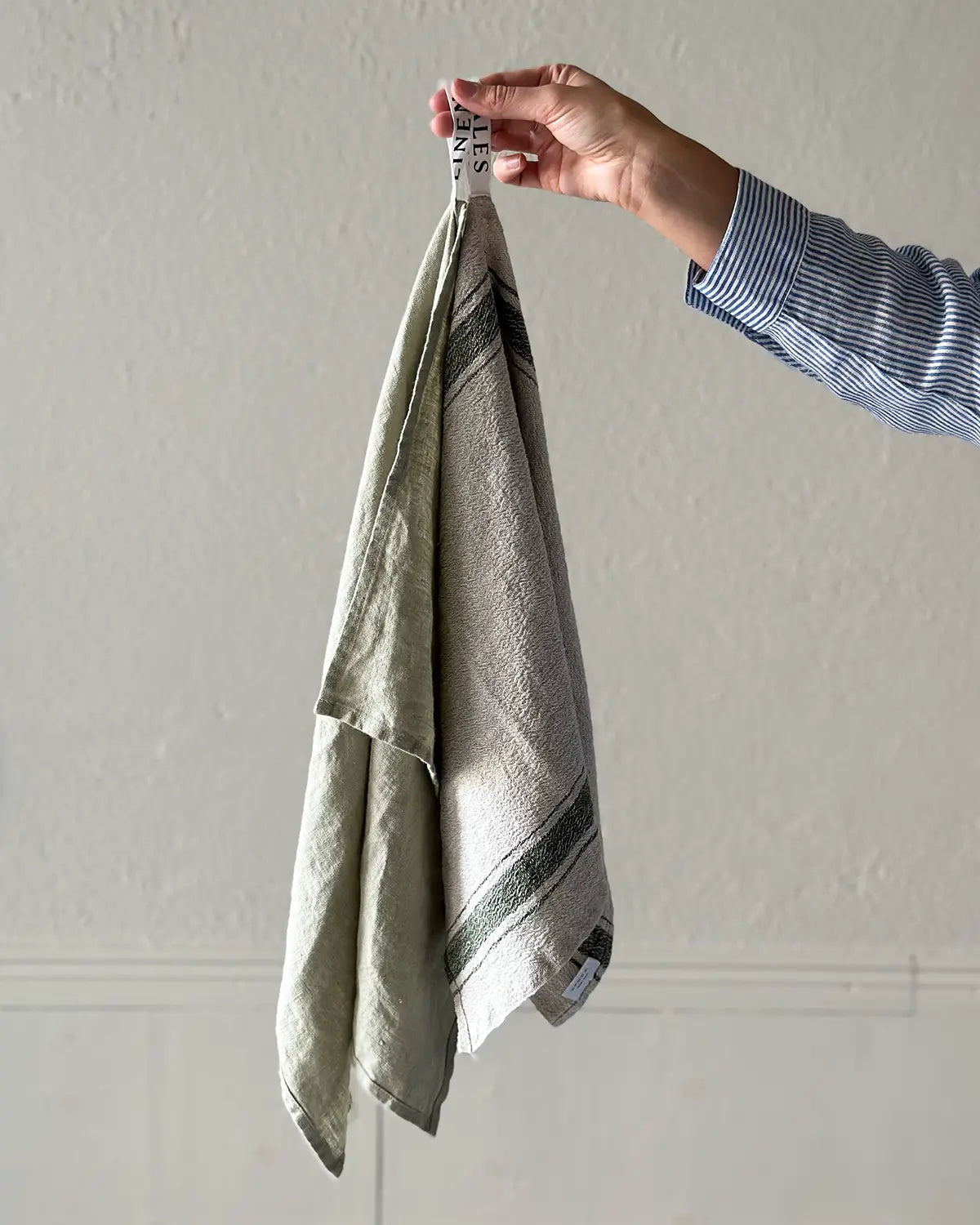 Kökshandduk "rustik" i linne, Vintage Green | Linen Tales