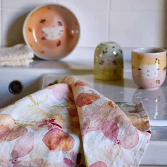 Kökshandduk i linne, Floral | Linen Tales