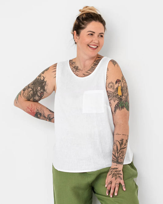 Tank top linne (Vitt)