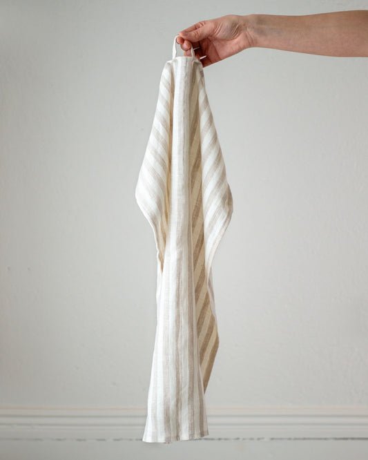 Linnehandduk, randig