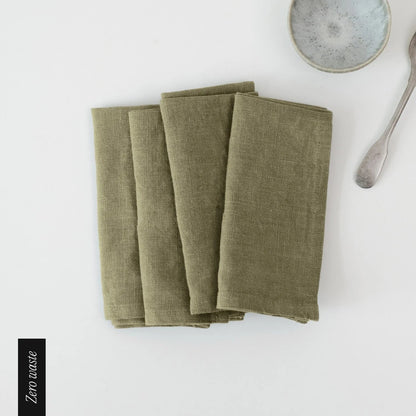 Linneservetter 30 cm (4 st), Martini Olive | Linen Tales
