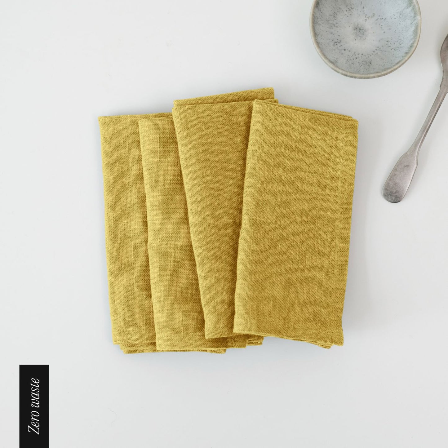 Linneservetter 30 cm (4 st), Lemon Curry | Linen Tales
