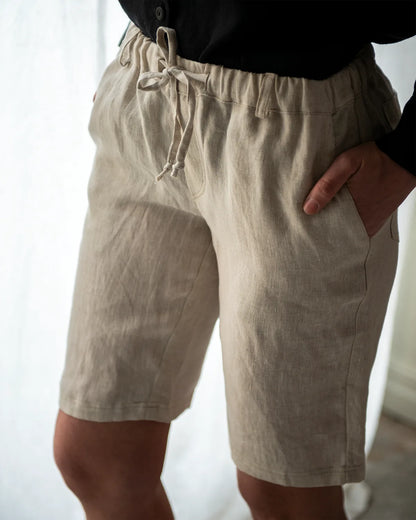 Beigea linneshorts