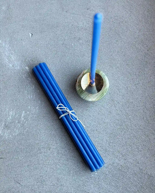 Bivaxljus (Blå) "Tårtljus", tunna (10-pack)