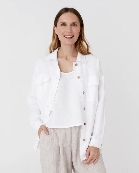 Overshirt i linne (Vit) | Magic Linen