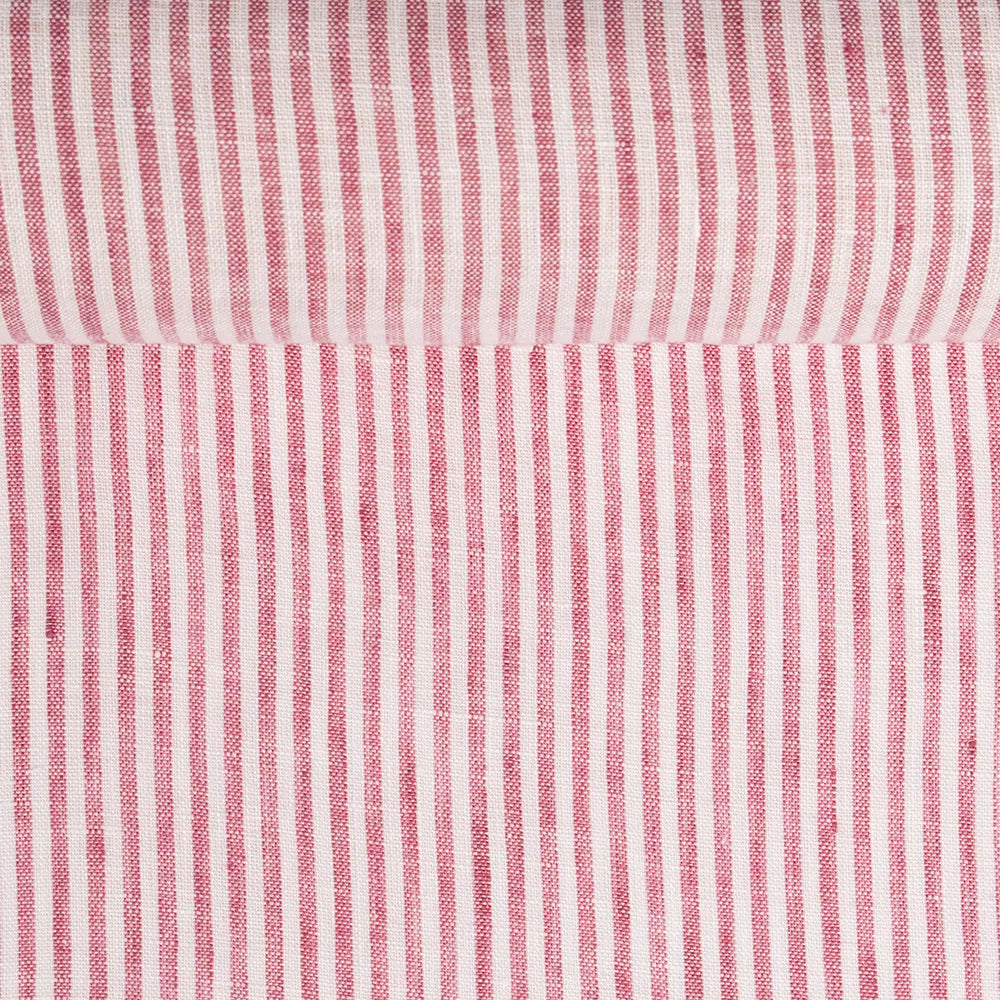 Tyg på metervara | 100% linne | Randigt (röd)