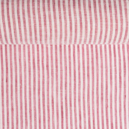 Tyg på metervara | 100% linne | Randigt (röd)