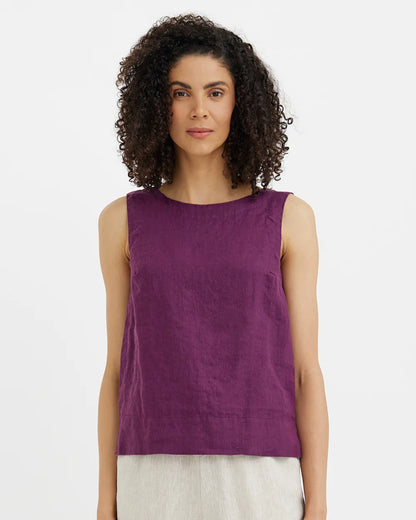 Linne topp, rundhalsad (Royal Purple)