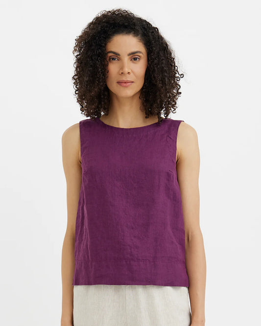 Linne topp, rundhalsad (Royal Purple)