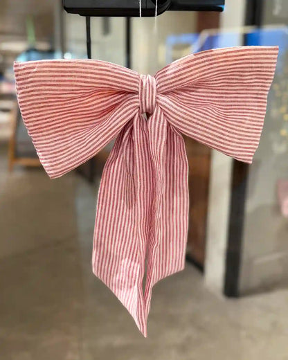 Rosett i linne | Stor (Röd randig)