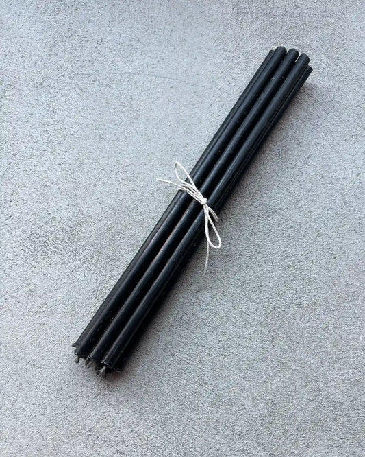 Bivaxljus (Svarta) "Tårtljus", tunna (10-pack)