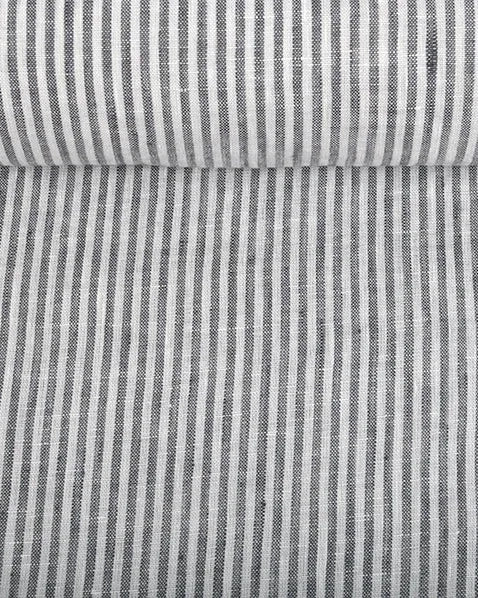 Tyg på metervara | 100% linne | Randigt (grå)